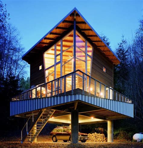 metal house stilts|modern cabin on stilts.